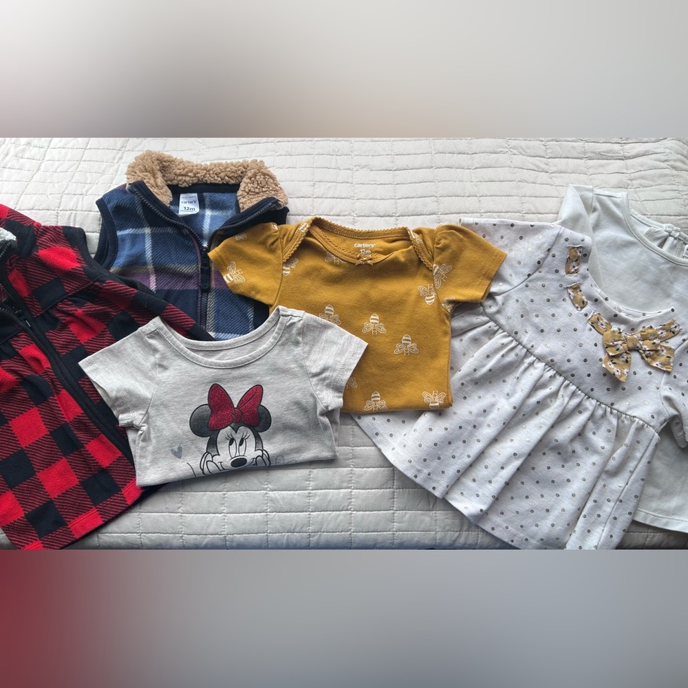 Baby Girl Mixed Clothing Bundle 6 Pieces 12-18m Carters, Max Studio Kids, Disney